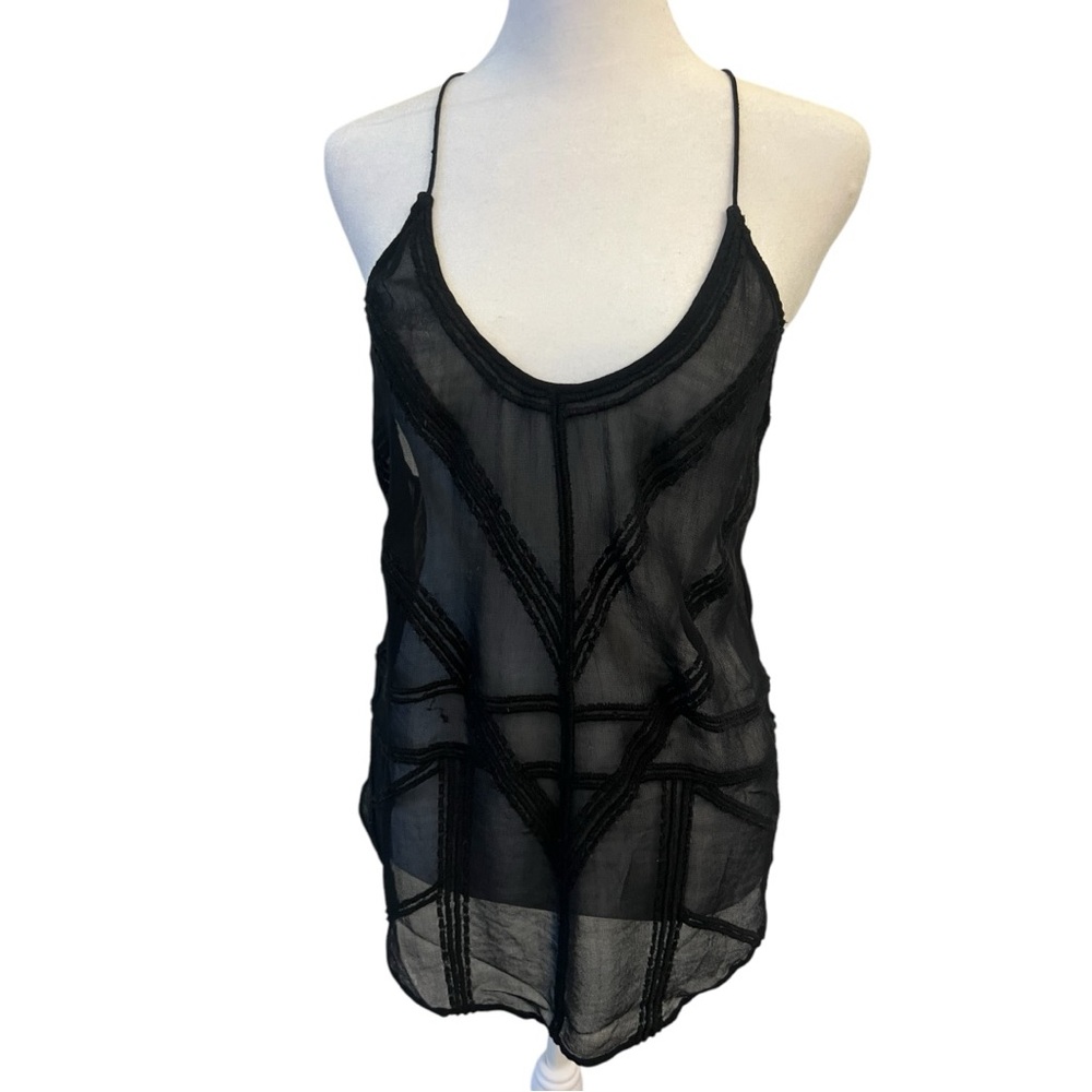 IRO Black sheer  Fitted Camisole top